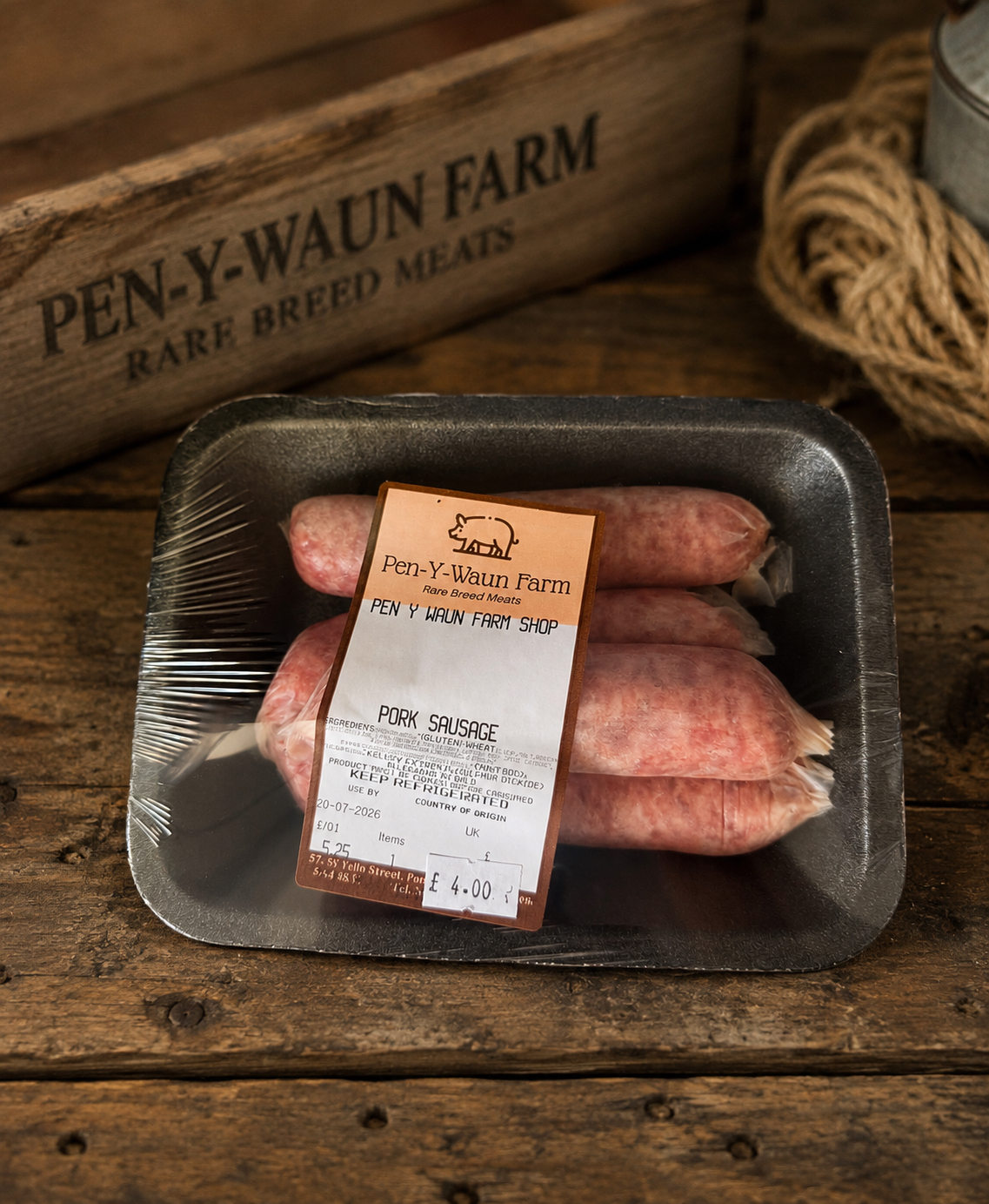 Rare-breed Tamworth pork sausages