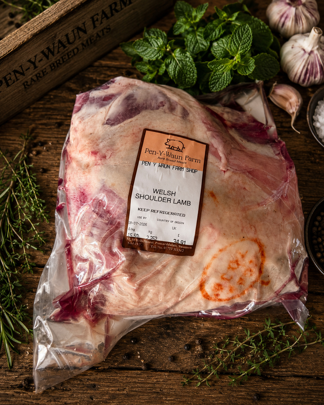 Welsh shoulder of lamb from our Wiltshire Horn flock