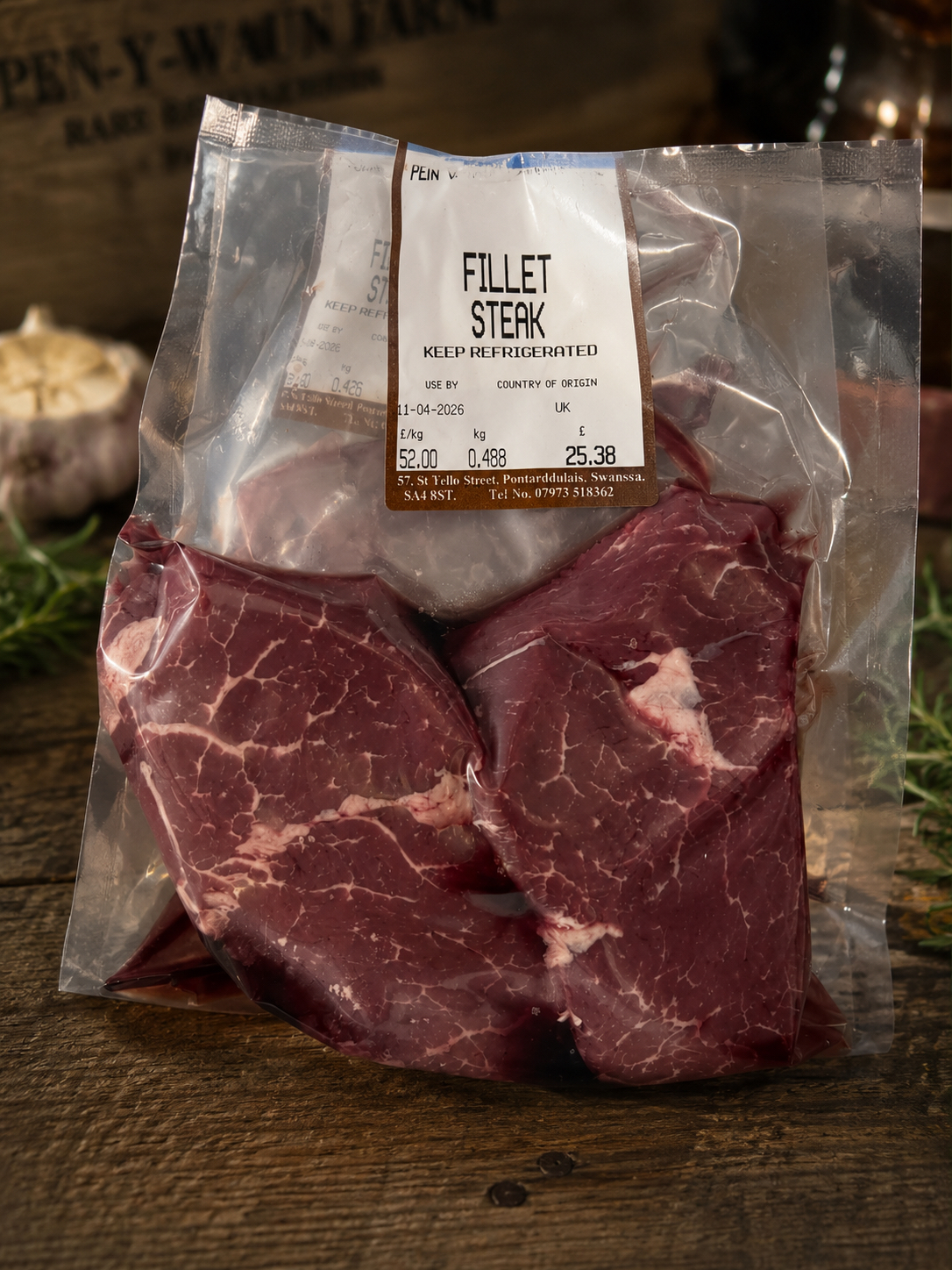 Hand-cut fillet steak from our Dexter cattle